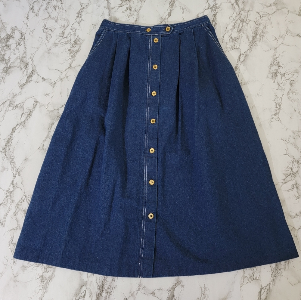 Vintage Denim Midi Skirt
